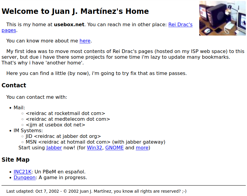 My homepage in 2002